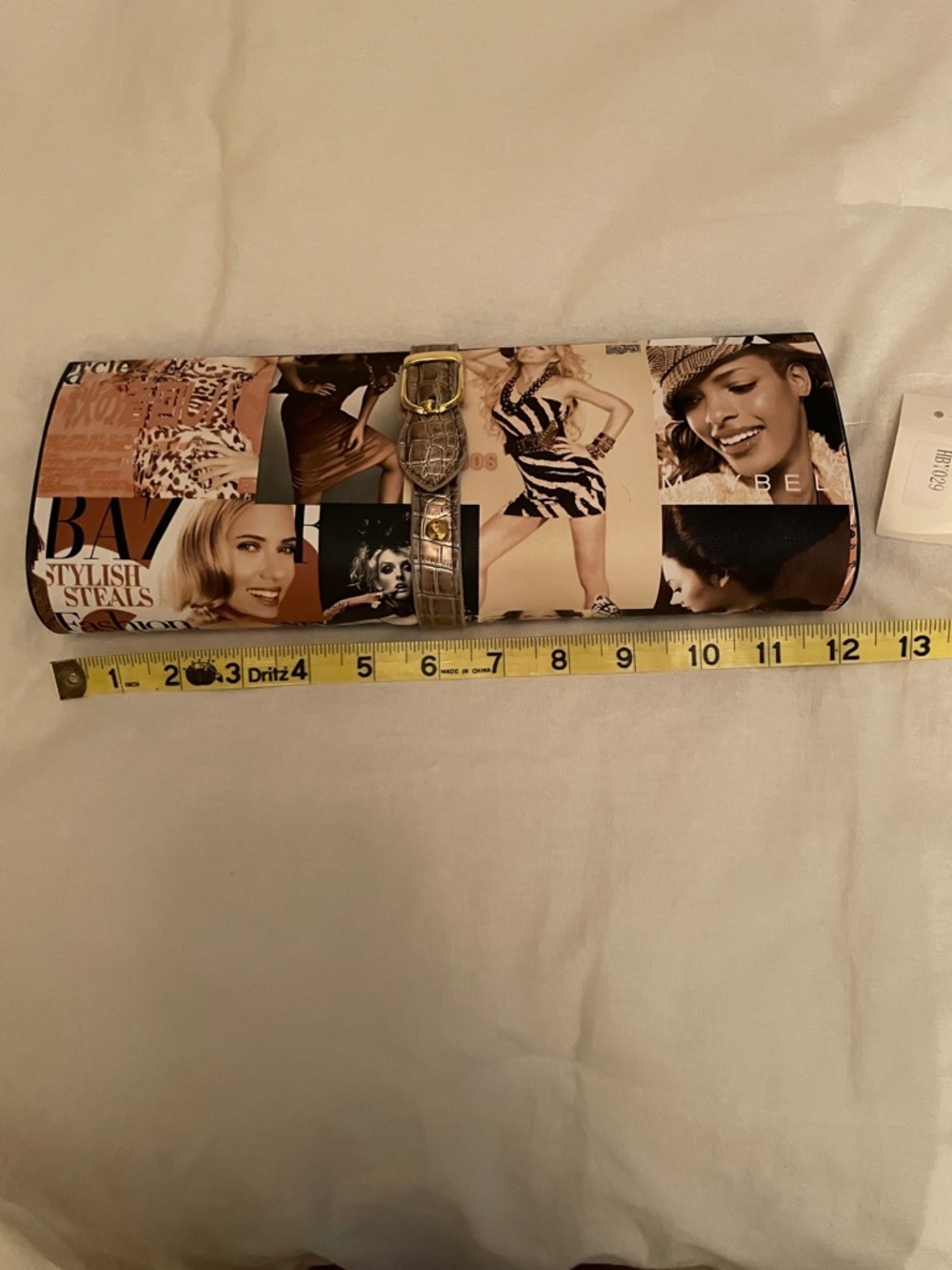 Women's Photo-Collage Print Clutch Handbag - Brown Tan. - Picture 8 of 11